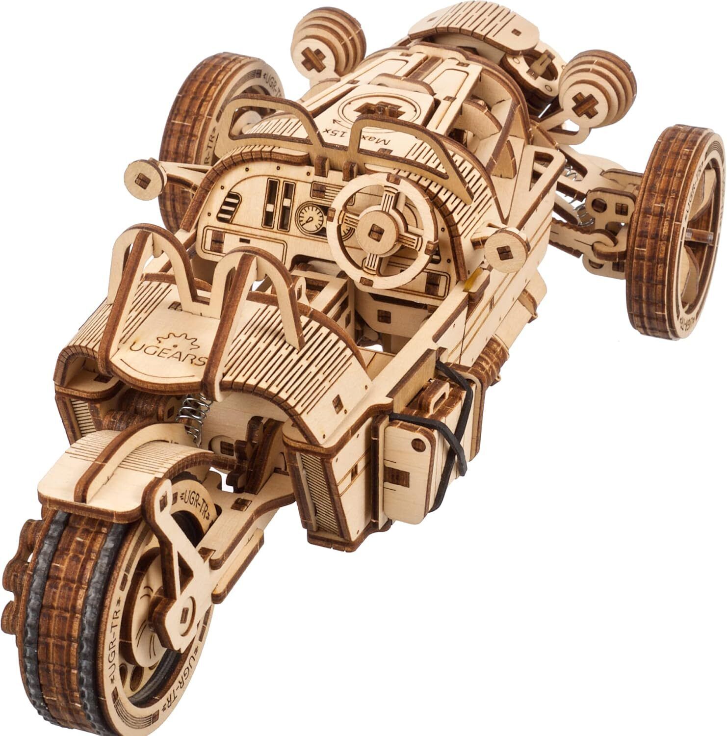 UGEARS Three-wheeler Motorcycle Wooden Kit