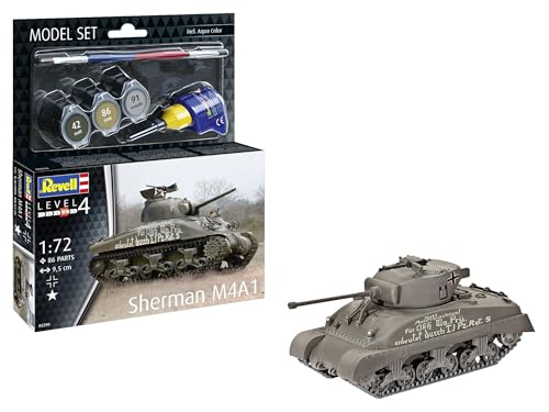 Revell 63290 Sherman M4A1 Tank – 1:72 Scale Unbuilt Unpainted Plastic Model Kit