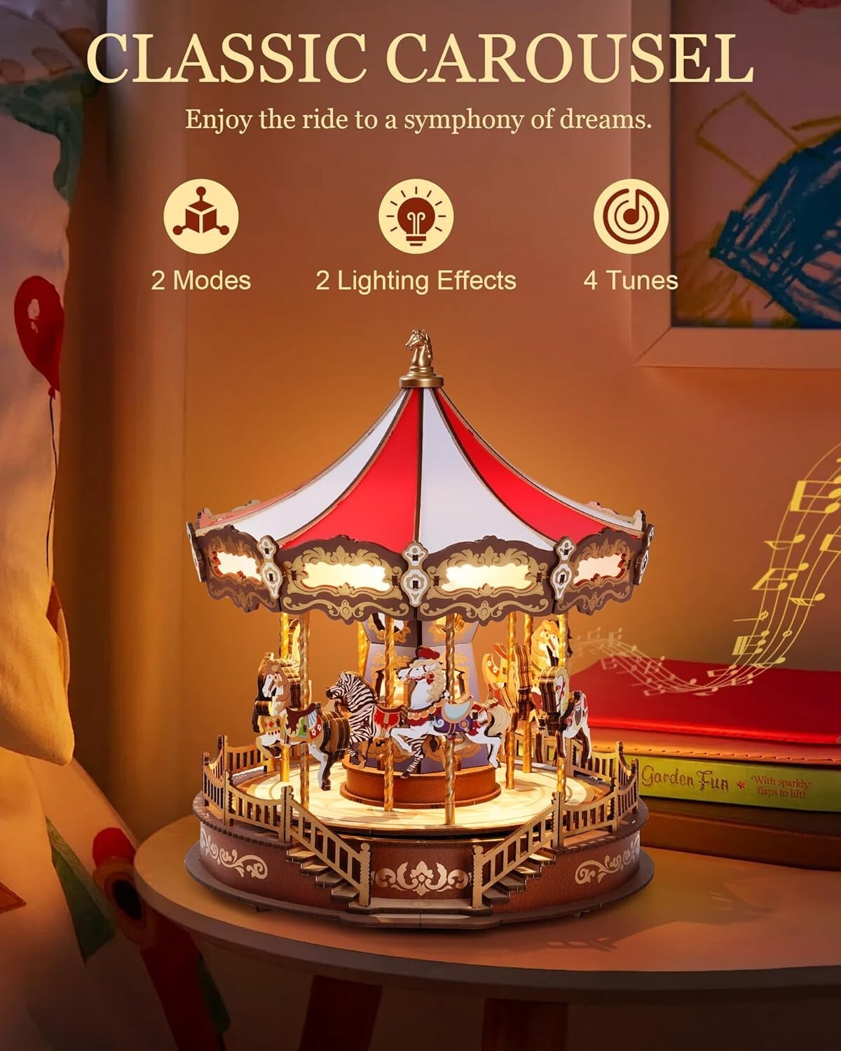 Rolife Classic Carousel & Music Box